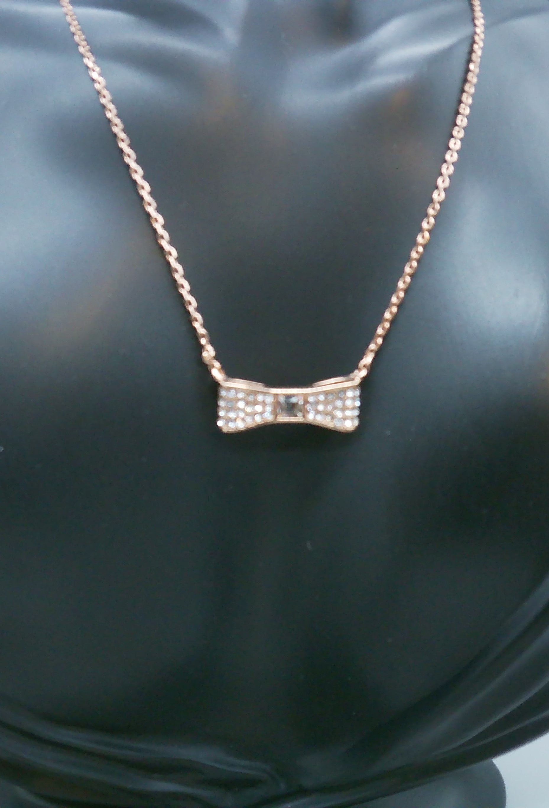 Rose Gold Plated Pave Bow Necklace RetailResaleShop